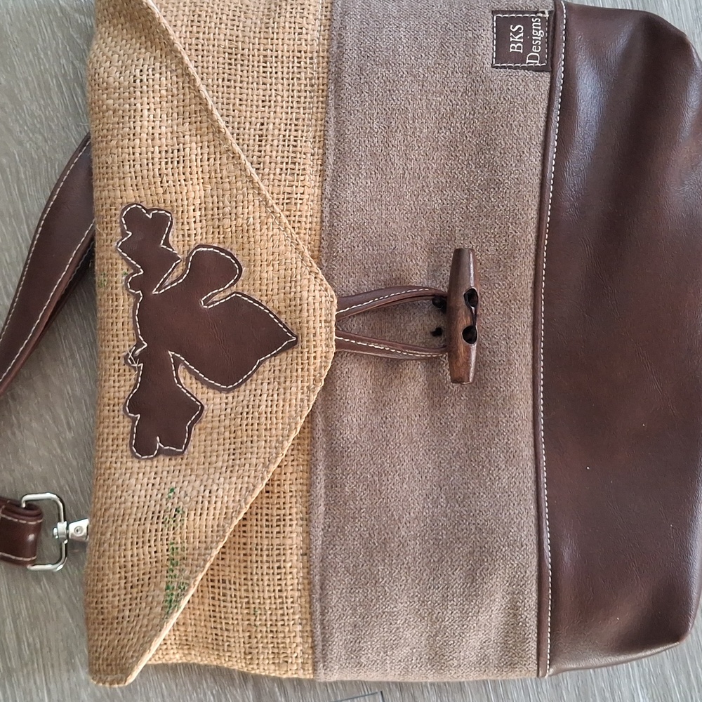 BKS Designs Purse Moose Burlap, Fabric & Vinyl - Picture 2 of 7